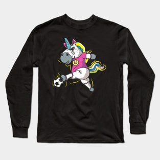 Unicorn Soccer Girl Long Sleeve T-Shirt